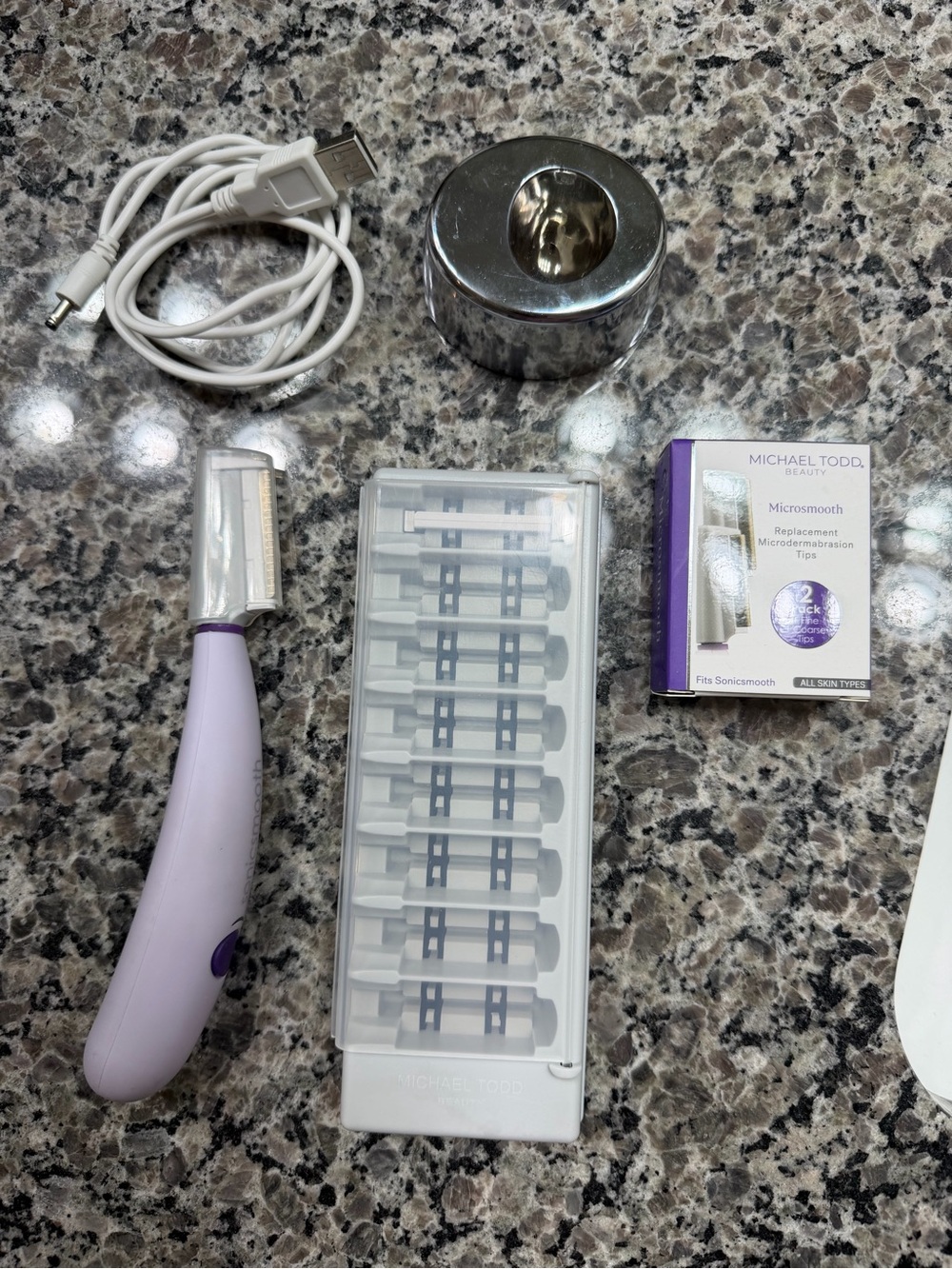 Michael Todd Beauty Lavender Microdermabrasion Tip Kit with Handle and USB Cable